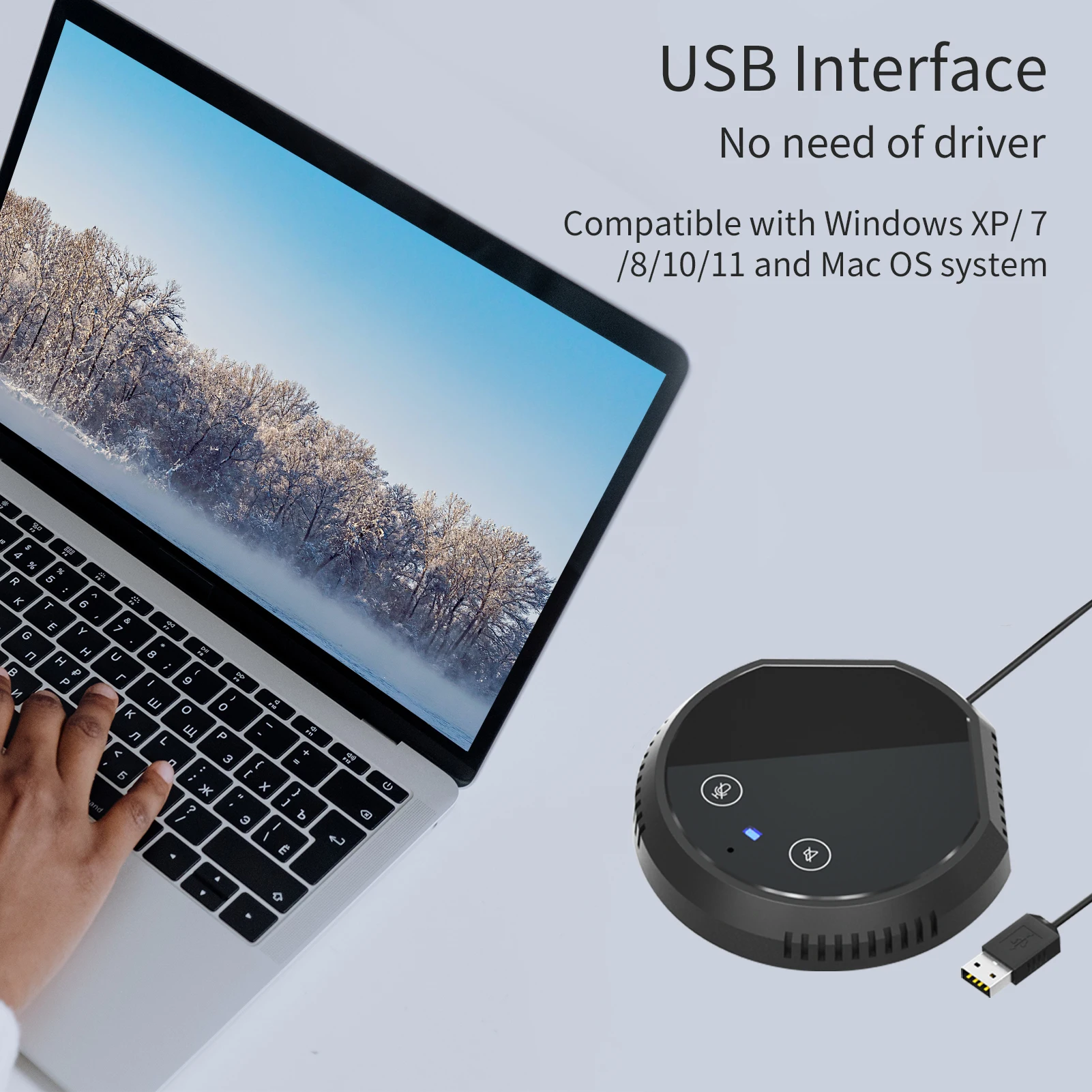 데스크탑 USB 회의 스피커 마이크, 360 ° 무지향성 콘덴서, 플러그 앤 플레이 PC 컴퓨터 마이크, 지지대 BT 스피커