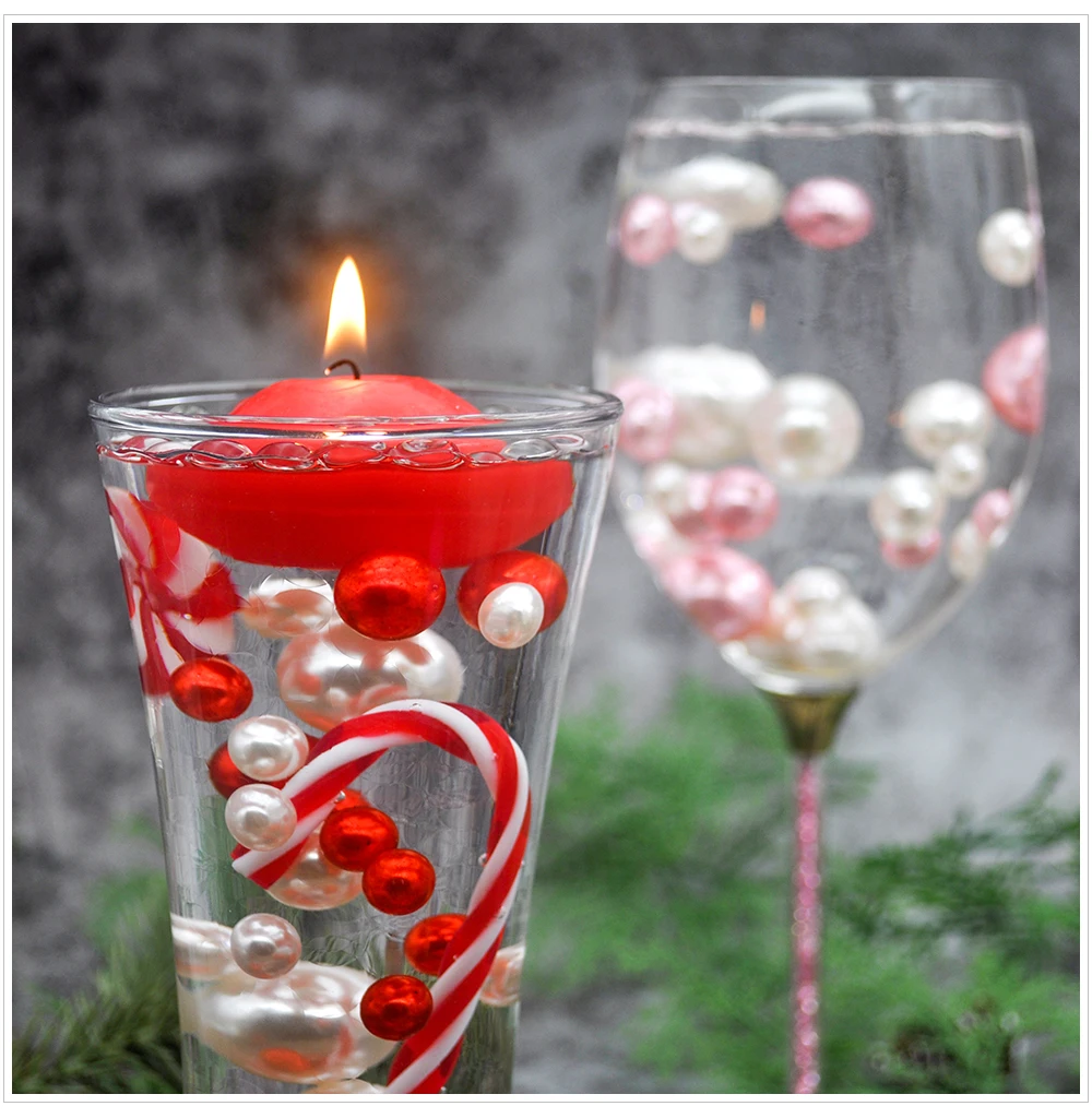 TECHEEL Perle de Noël pour remplissage de vase, bougies flottantes Sucre  d'orge de Noël Bougies décoratives DIY Bougies flottantes Décoration de  Noël