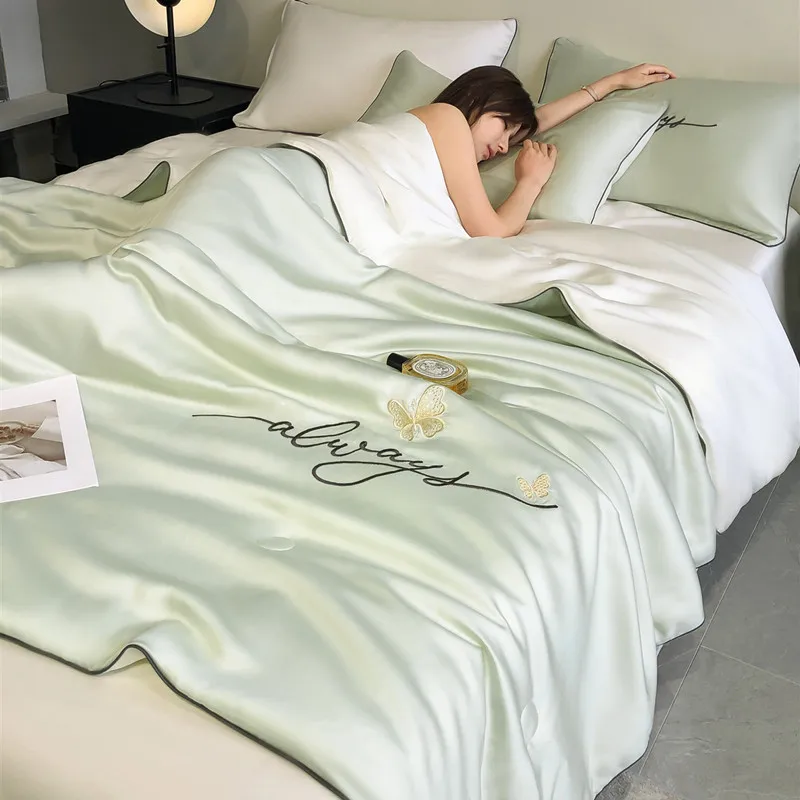 لحاف صيفي رقيق حريري لحاف فاخر على الطراز بطانية ق...