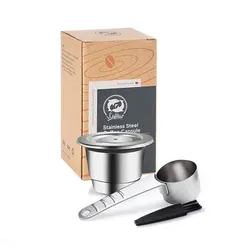 Reusable Stainless Steel Espresso Capsule with Refillable Coffee Pods and Rubber Seals - 10 cup rubbers (1pod)