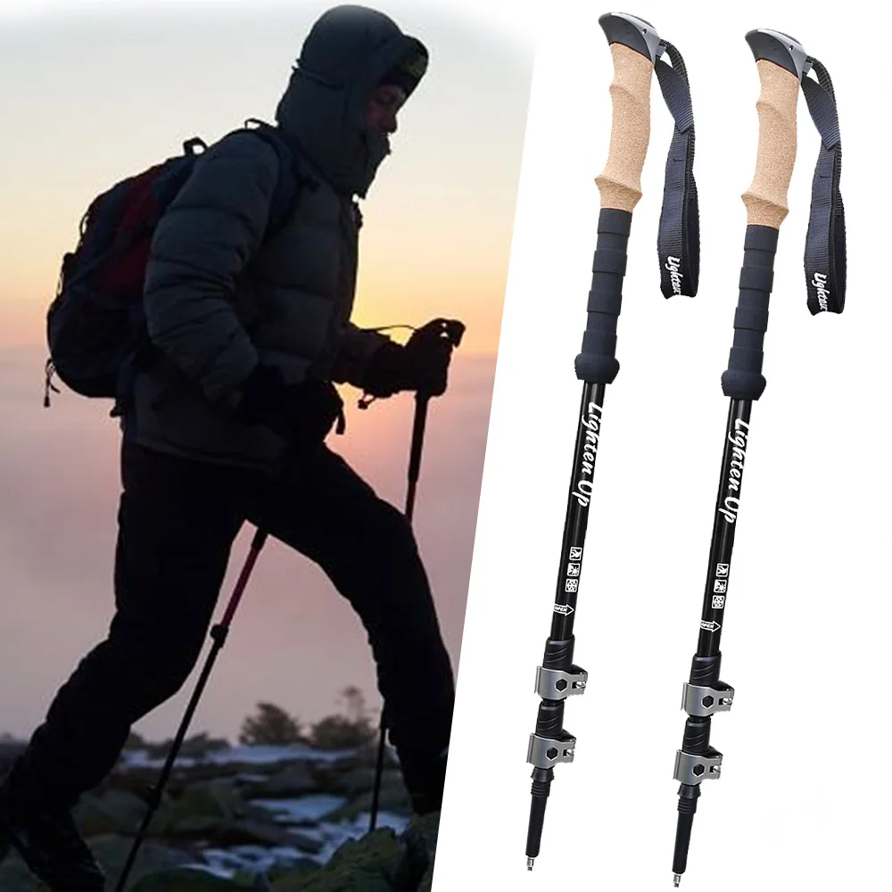 2pcs Climbing Stick 290g Aluminum Alloy Trekking Poles Walking Stick 등산스틱 Collapsible Telescopic Sticks Light with Storage Bag 5