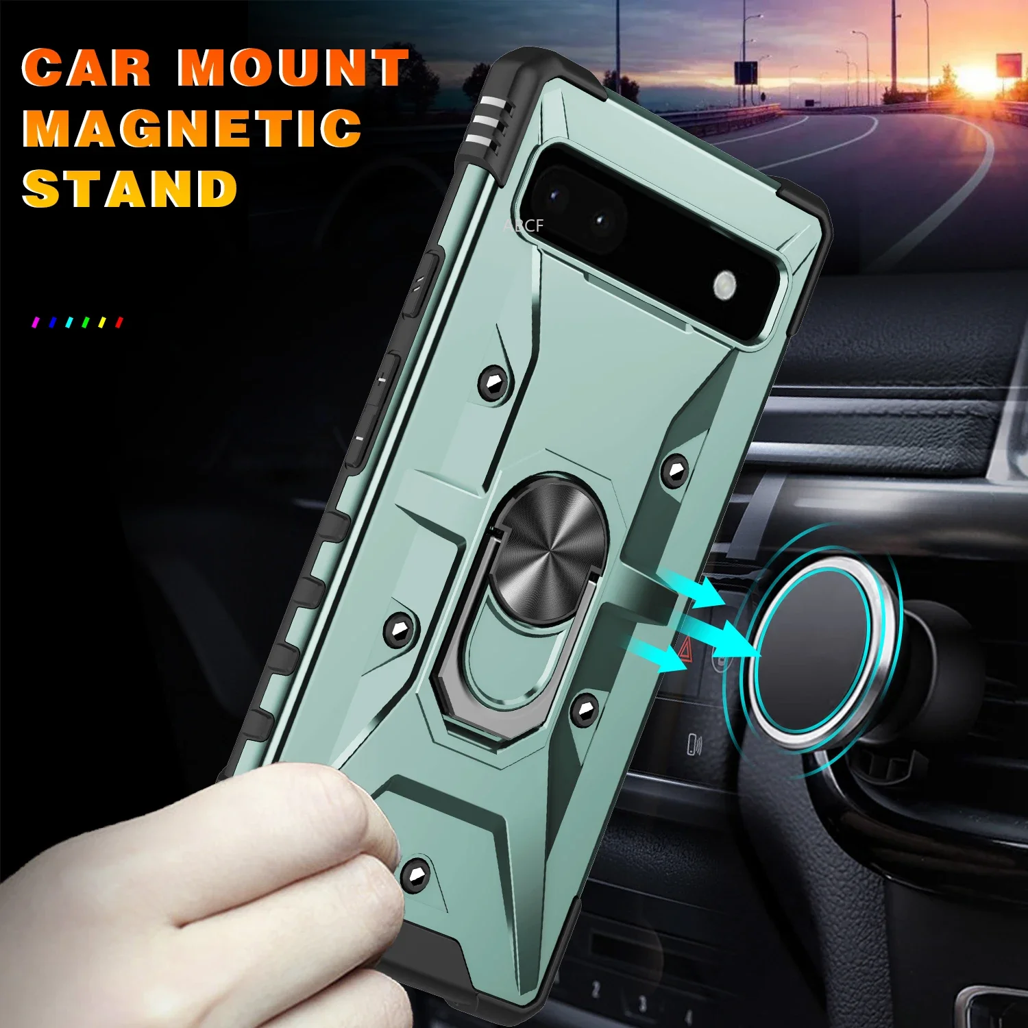 Hard Strong Magnetic Finger Ring Case for Google Pixel 8A Pixel 6A 7 Pro 8 Anti-Shock Cell Phone Accessories Case for Pixel 6A_voghion.com