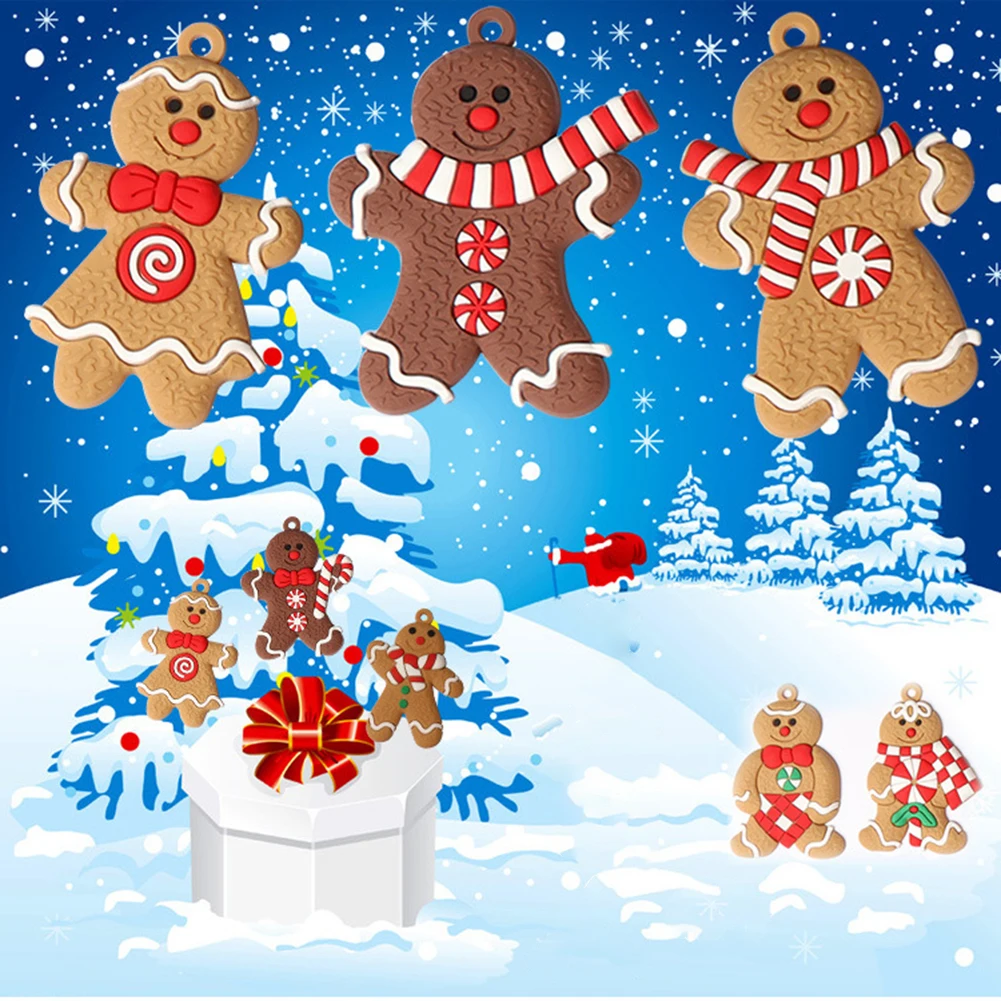 Creative Gingerbread Man Hanging Pendant Soft Pvc Gingerbread Man Hanging Ornaments Reusable Lightweight for Home New Year Decor