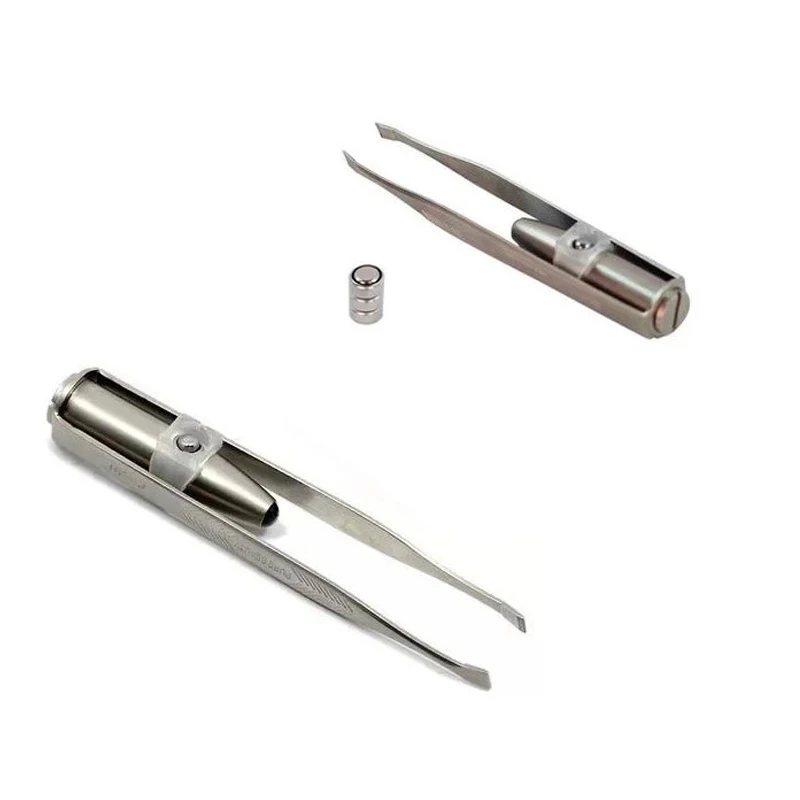 1Pc 메이크업 Led 라이트 속눈썹 눈썹 제모 핀셋 얼굴 헤어 리무버 스테인레..