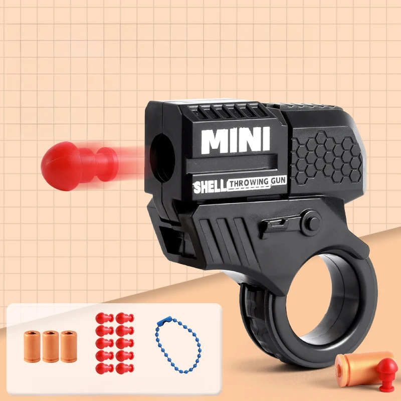 Mini finger decompression ring spinning gun cool and can fire throwing shell toy boy fidget toys,fidget toy,fingertip stress relief toy,fingertip decompression toy,decompression tool toy