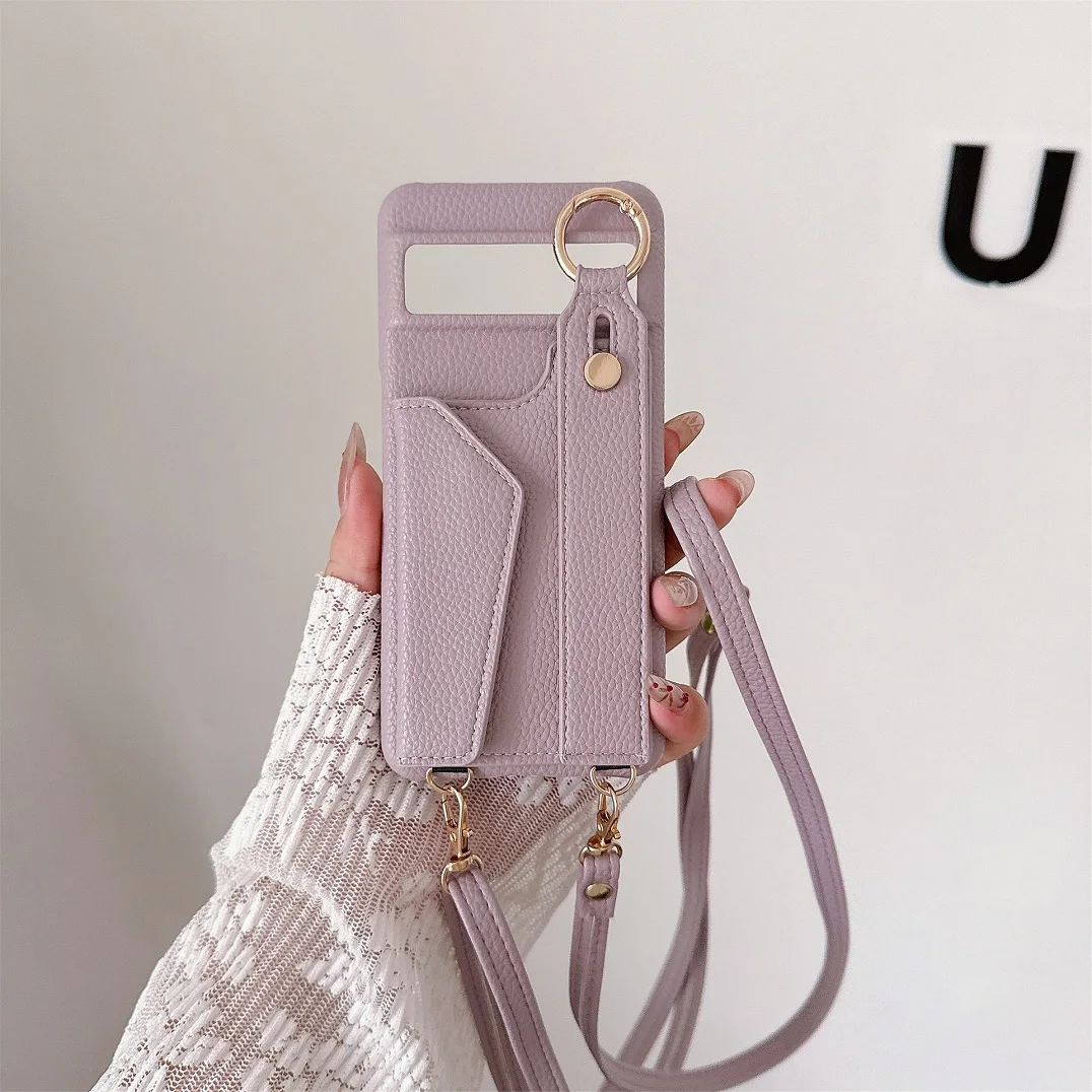 Luxury Crossbody Leather Wallet Case with Hand Strap