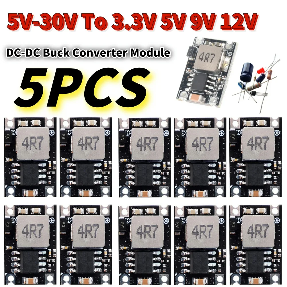 DC-DC 출력 벅 컨버터 보드 조정 가능한 전원 전압 보드 5V-30V  3.3V 5V 9V 12V 자동차 오토바이 배터리 충전용