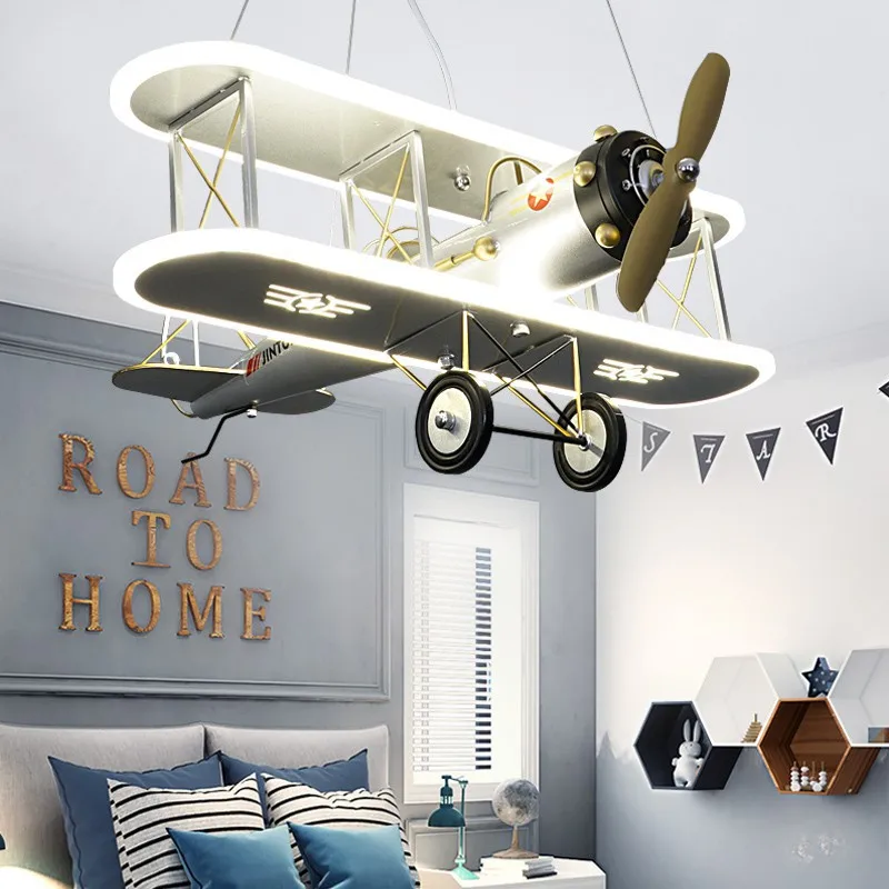 

Creative Led Children's Aircraft Lamp Boy Bedroom Room Lamp Modern Personality Simple Cartoon Shape Chandelier Lamp