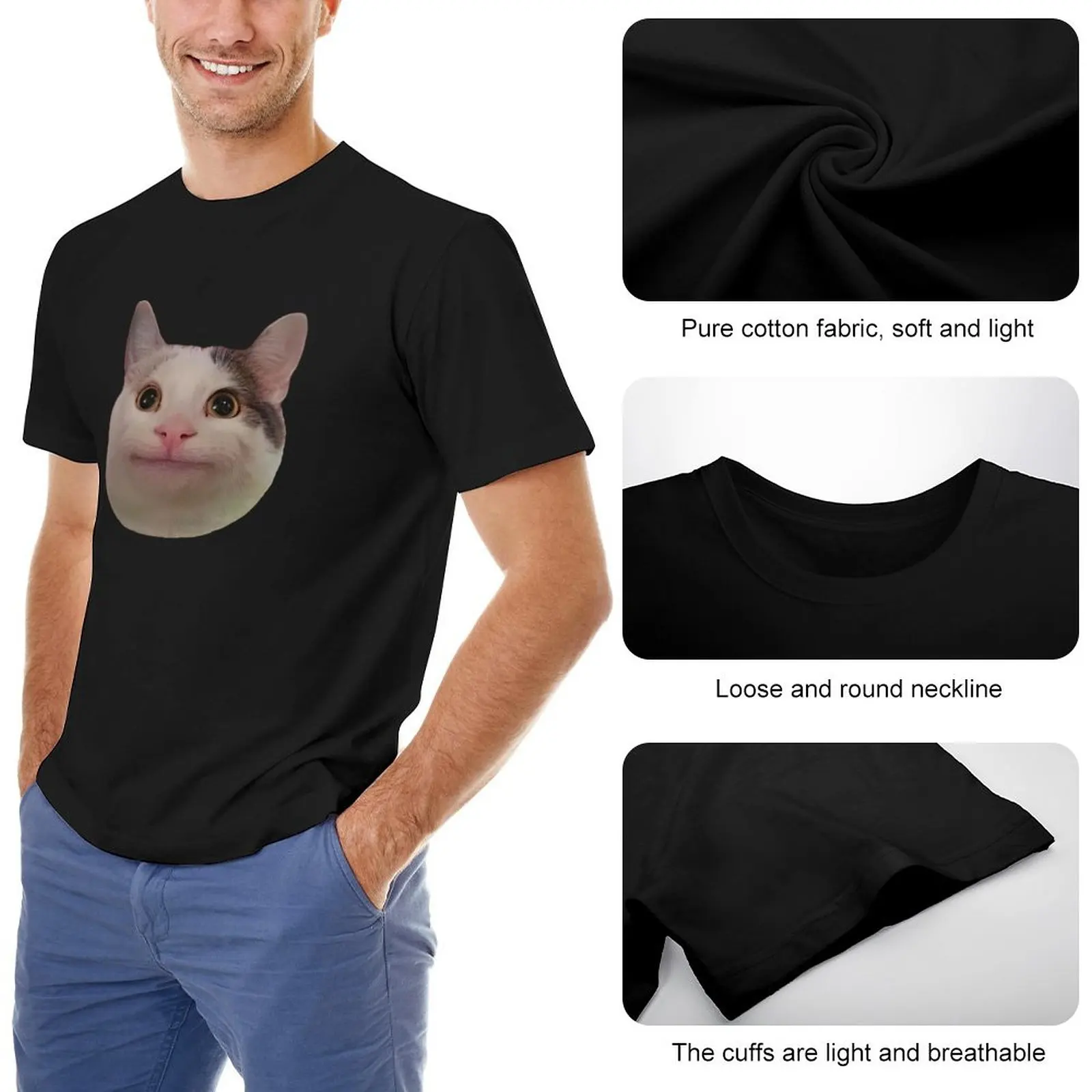 Beluga Cat Meme Face Smiling T Shirt Cotton Men Women Diy Print