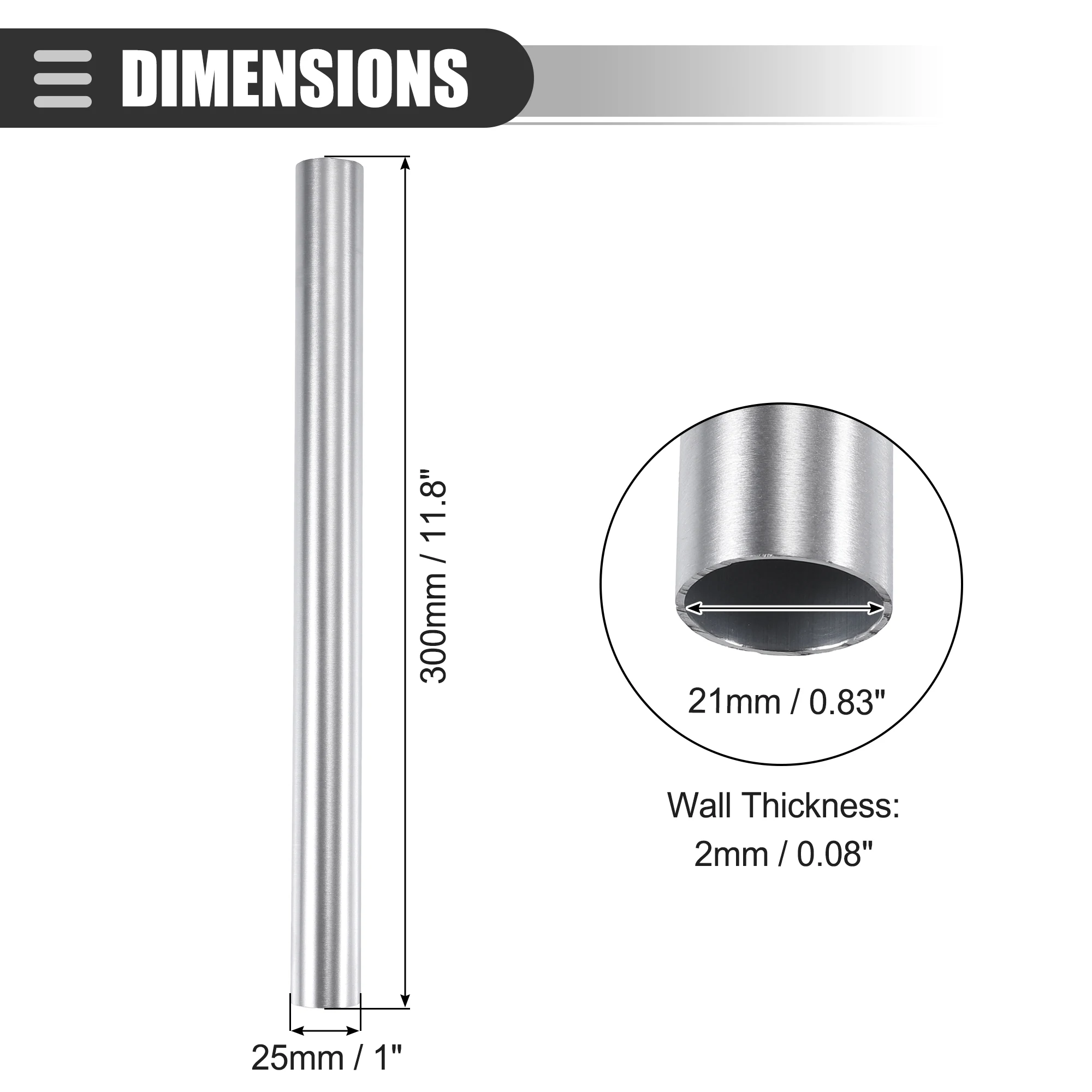 UXCELL Universal Straight 45 Degree Intercooler Pipe Air Intake Tube OD 25mm 63mm 76mm 127mm 300mm Length 6061 Aluminum Alloy 3