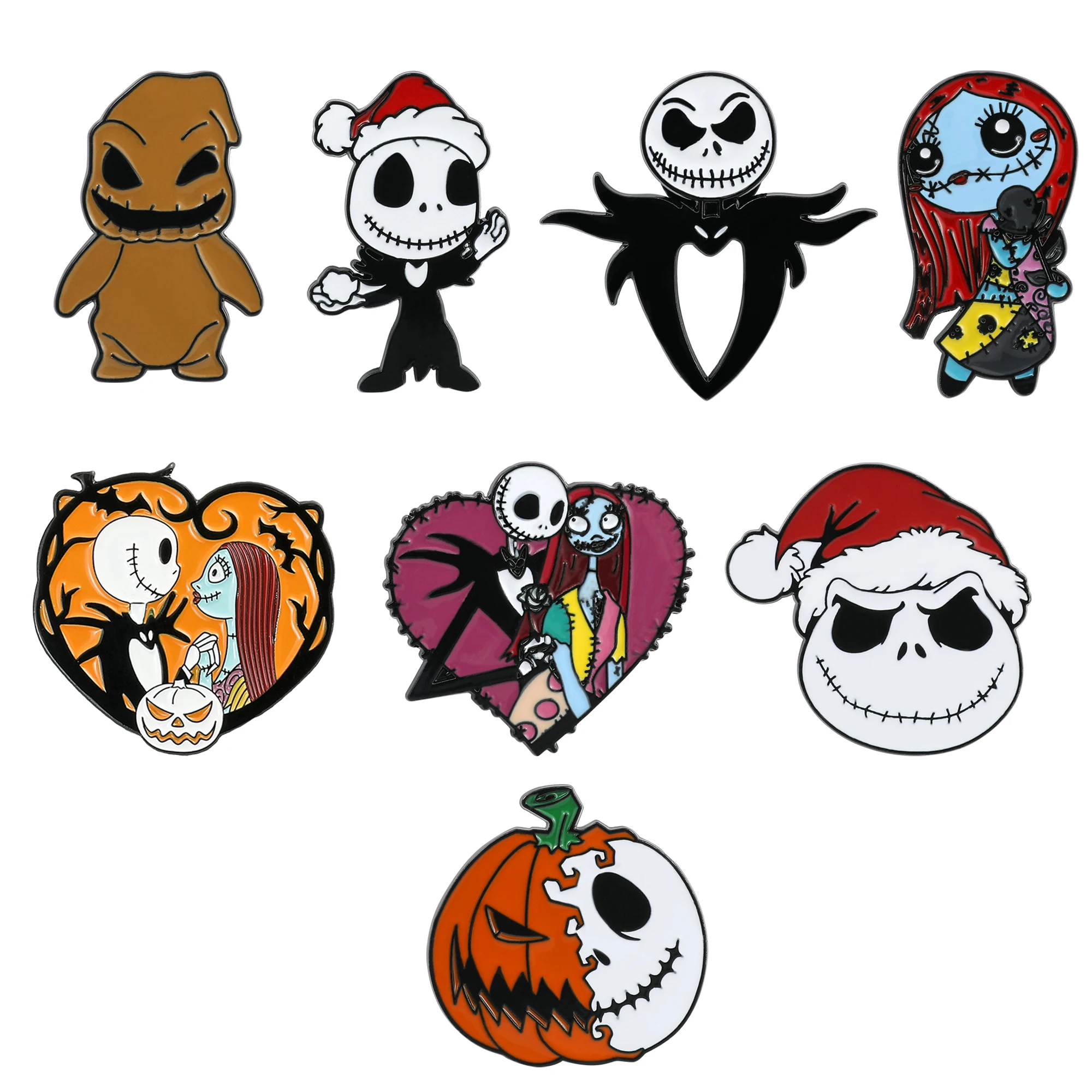 O pesadelo antes do natal pino emblema sally jack skellington oogie boogie  halloween broche pino esmalte decoração artesanato - AliExpress, image size:2000x2000