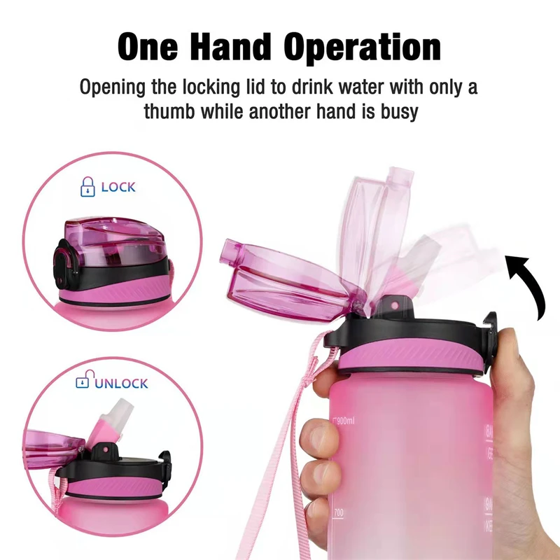 32OZ Portable Sports Water Bottle with Time Marker Leak-proof Cup for Outdoor Sport Fitness BPA Free water bottle sports water bottle sports bottle