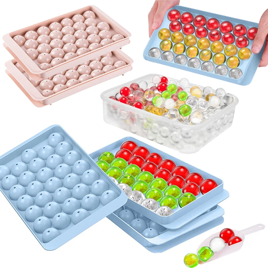 Ice Cube Tray Round Ice Ball Maker Mold Sphere Circle Chilling Cocktail Whiskey Tea Coffee Cube Mold With Storage Box