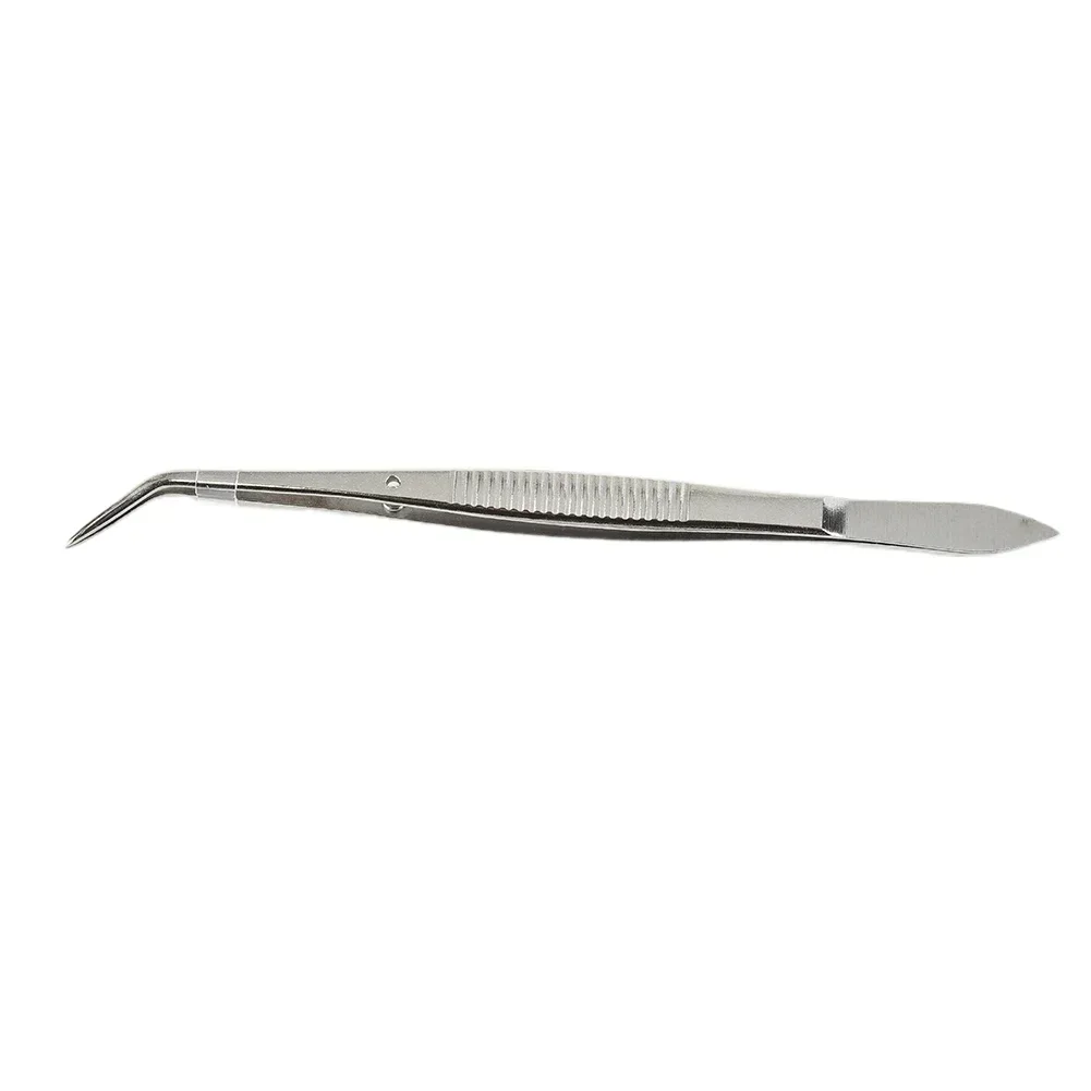 1pc Stainless Steel Tweezers Bend Chuck With Positioning Straight Curved Tweezer For Dentistry Restoration Tea Set Planting tweezer tool