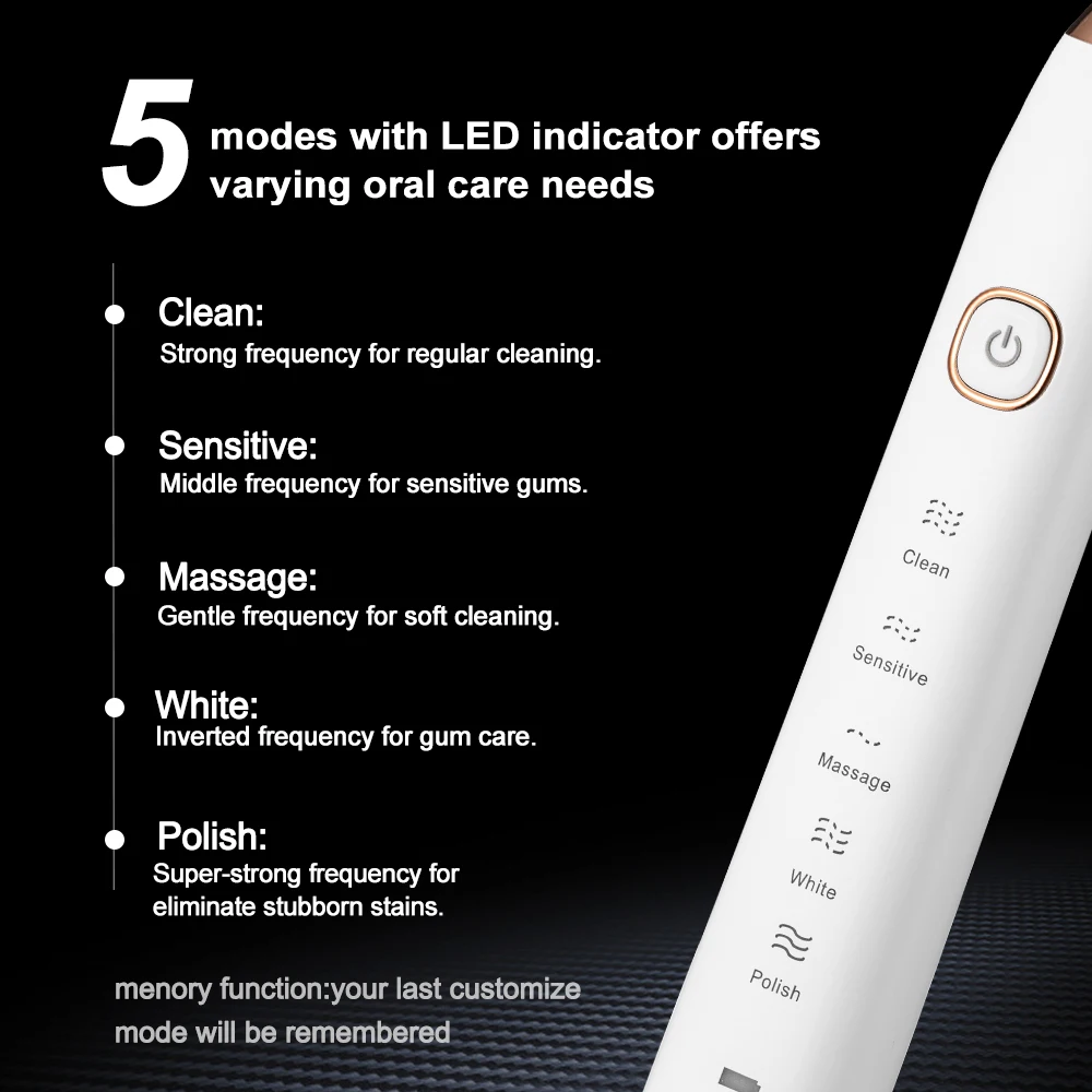 Sonic Electric Toothbrush Smart Adult Ultrasonic Tooth Brush Rechargeable Teeth Whitening 8 Toothbrushes heads Sarmocare S100 electric toothbrush