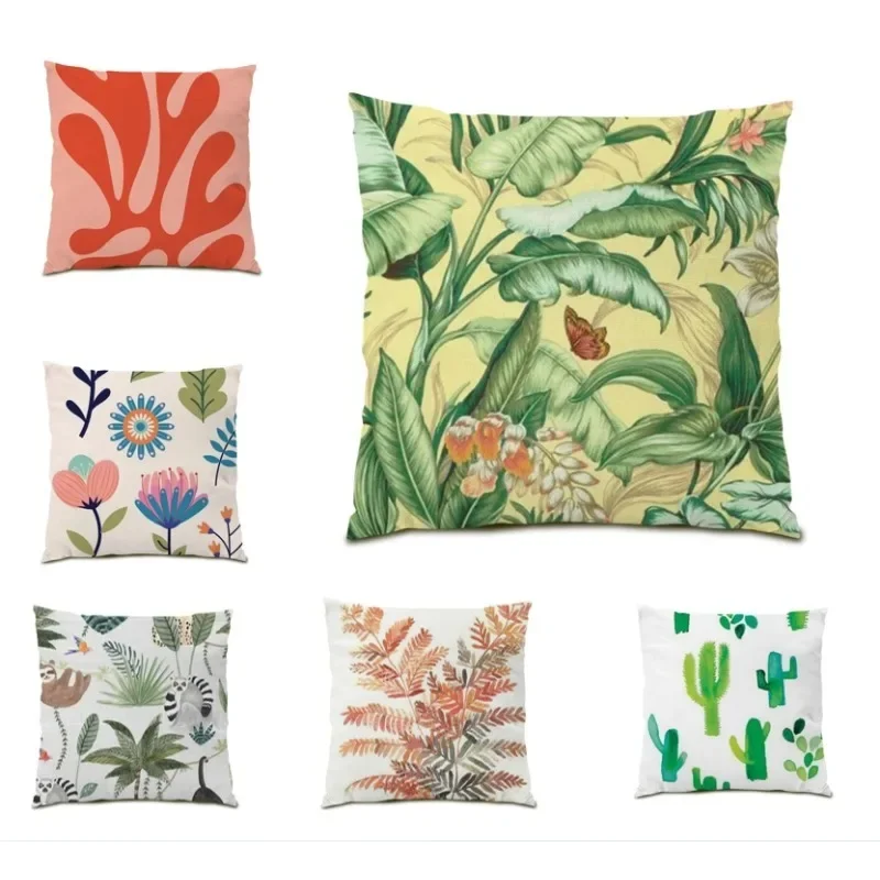 

Monstera Pattern Cushion Cover Pastoral Plant Pillowcase Double Sided Leaves Classic Cushion Cover Party Decor Gift DF1117