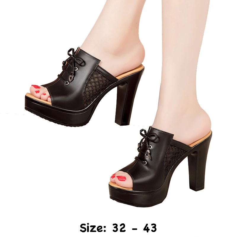 

High quality summer leather sandals for women 10cm high heel 2024 size 32 33 43 platform open toe elegant shoe black white