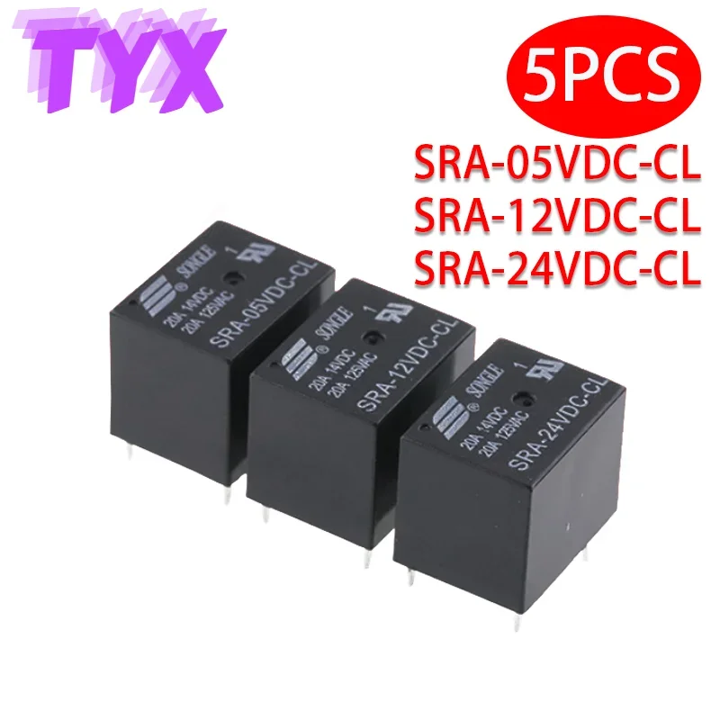 10PCS SRA-12VDC-CL DC 12V Coil 20A PCB General Purpose Relay 5 Pin SPDT