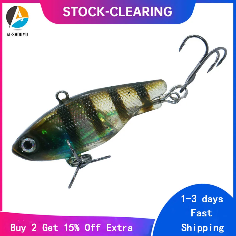 

AI-SHOUYU 1PCS New Micro Artificial Soft VIB Fishing Lures 4.5cm 13g PVC Bait Jig Weighted Sinking Wobbler Fishing Tackles