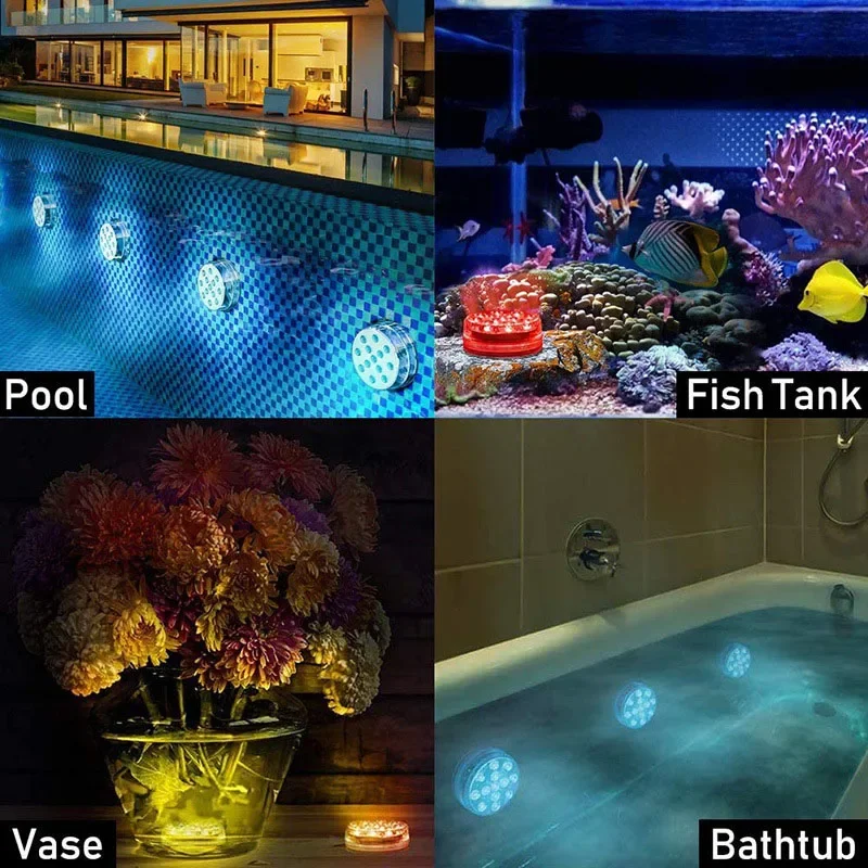Waterproof Underwater Multicolor LED Pool Light IP68 Night Light Vase Bowl Party Wedding Christmas Decoration