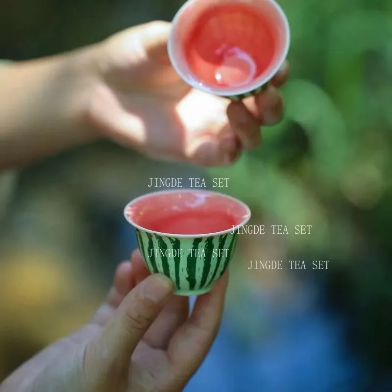 Watermelon Covered Bowl Creative Ceramic Teapot Portable Travel Kit Kung Fu Bowl Cover Teacup Drinking Utensils Accessories