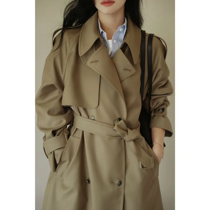 

2023 Spring And Autumn New Trench Coat Feminine British Temperament Style Small Medium Long Loose High-End Coat Trend 246