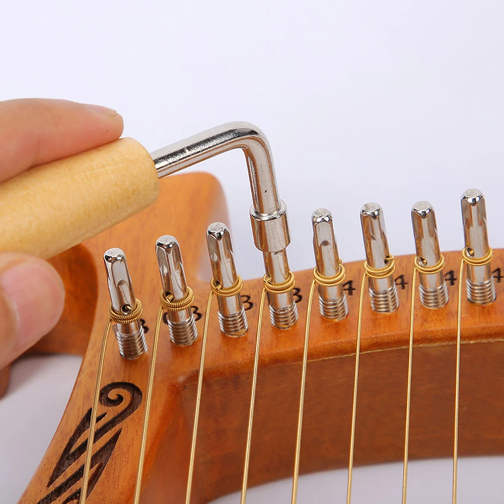 Musical Instruments Accessories Lyre Harp Tuning Wrench Tuner Lever Wooden Handle L-shape Square