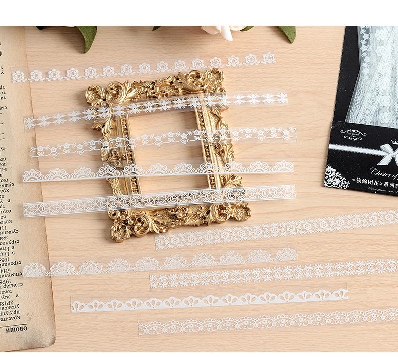 30 Stück Retro Floral Weiße Spitze Aufkleber Hand Konto DIY Dekoration Scrapbooking Fotoalbum Handwerk, Junk Journal Dekor Zubehör – Detail 8