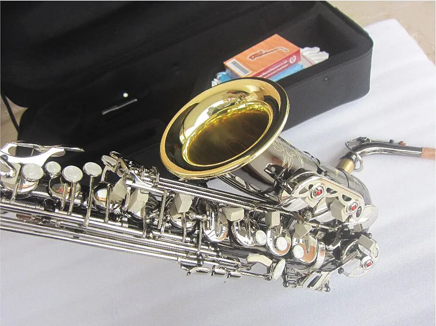 New Alto Saxophone E-Flat Electroplate Black nickel silver key Sax Mouthpiece Ligature Reed Neck Musical Instrument Accessories