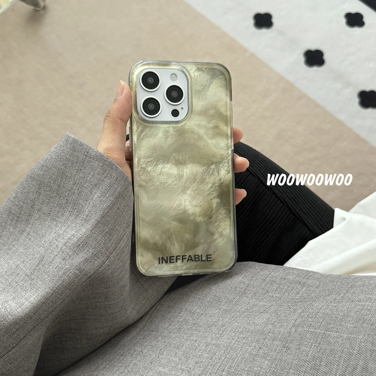 Korean INS Cool Black Silvery Glacier Word Hard Phone Case For iPhone 16 15 14 13 Pro Max Armor Shockproof Back Cover