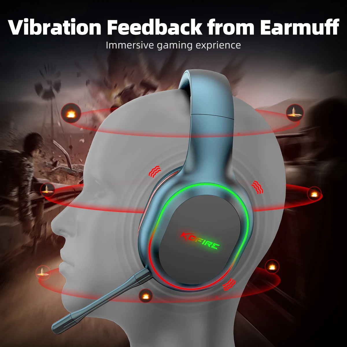 Wireless Gaming Headset 2.4GHz/Bluetooth for PC Laptop PS5 PS4 Nintendo Switch Dynamic EQ Ultra-Low Latency KOFIRE UG-05