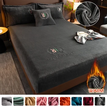 Housse de matelas en velours Jacquard, drap-housse en velours chaud d'hiver, housse de lit en matériau chaud, protection de matelas Queen King 1