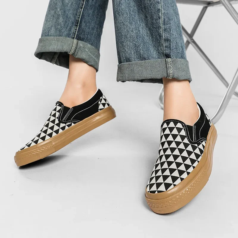 Women Sneakers Chessboard Canvas Shoes for Women Casual Sneakers Ladies Walking Shoes Slip on Loafers Sport Baskets Femme Compens&eacute;es women shoes women sneakers casual shoes