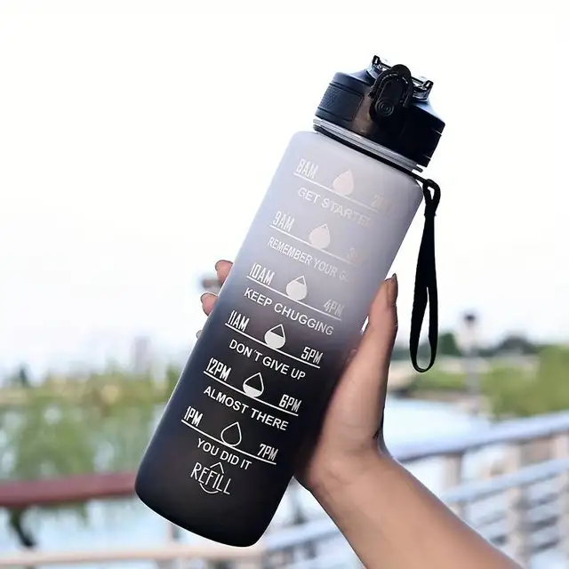 Gradient Color 1000mL Large Capacity Outdoor Sports Plastic Cup, Bouncing Suction Nozzle, Space Cup 2
