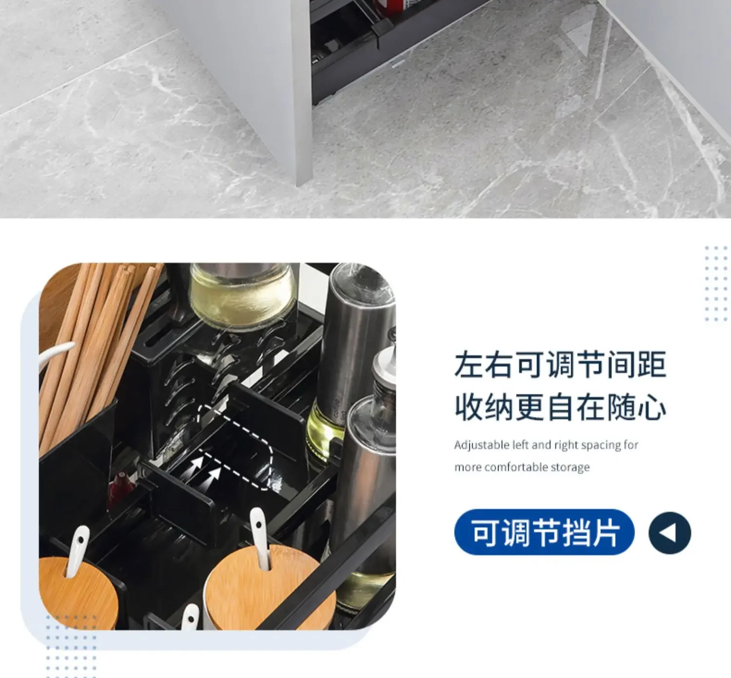 Kitchen Storage Accessories Pull Basket Kitchen Cabinet Stainless Steel Drawer Type Seasoning Basket Cabinet Layered Pul