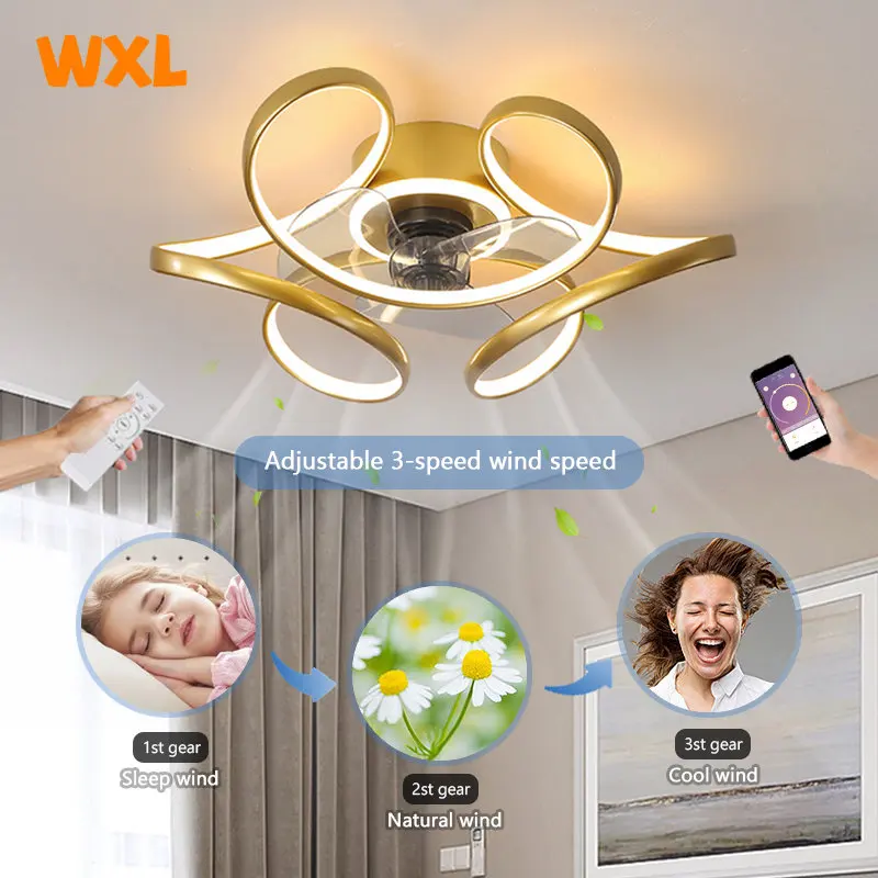 Modern led lamp with ceiling fan without blades bedroom ceiling fan with remote control fans light indoor lighting