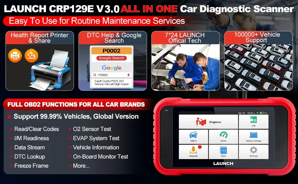 LAUNCH CRP129E V3.0 OBD2-Scanner FCA AutoAuth 12 Reset Oil/EPB/TPMS/BMS/Injector Coding, ABS Bleed, Motor ABS SRS AT SCAN Tool – Detail 7