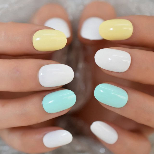 Fingernails Nail Supplies For Professionals Short Size Orange Nails High Light Presse On Nails False Nails Art 24/pcs Set