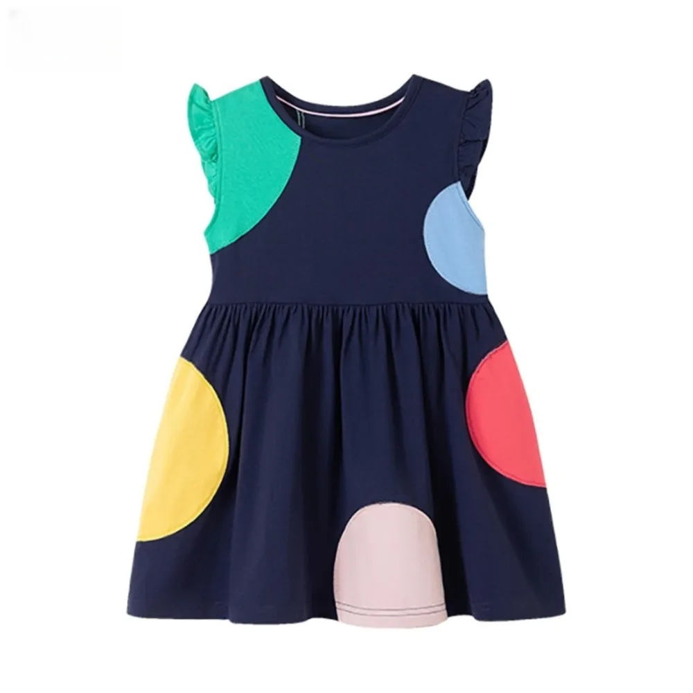 2025 Summer New Kids Clothes Children's Clothing Baby Girls Cotton Cartoon Geometric Dresses Holiday Gifts