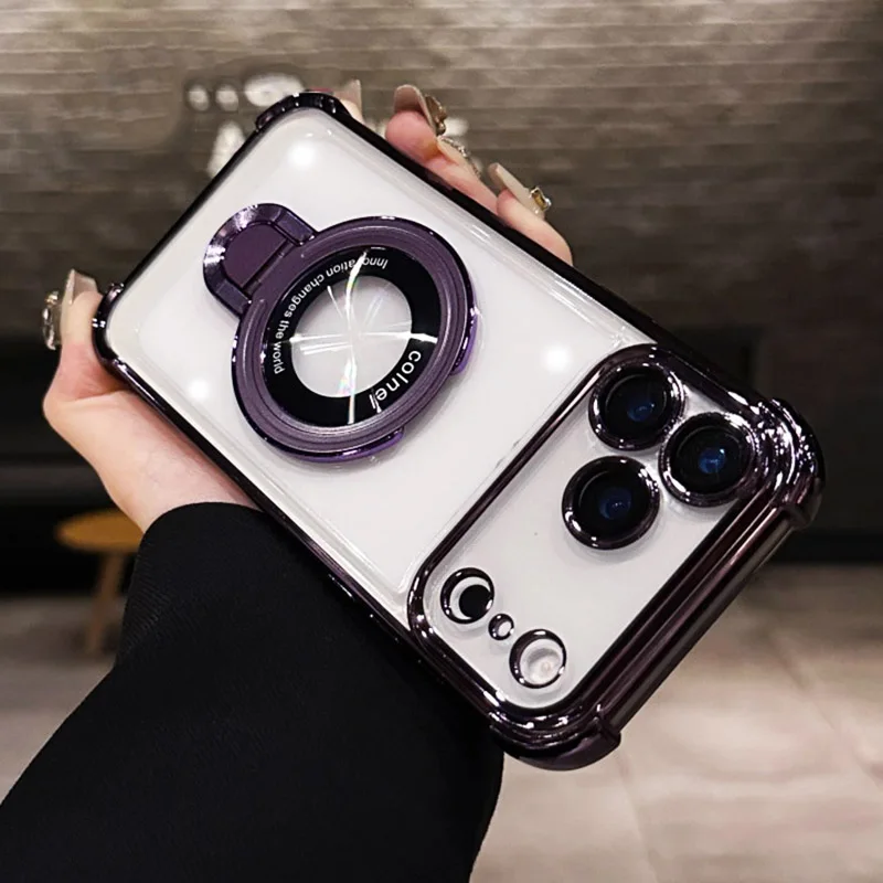 Clear Magnetic Shockproof Phone Case with Holder Bracket