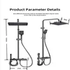 Space Aluminum Digital Display Thermostatic Shower Faucet Set , Piano Button With Ambient Light Bathroom Faucets Shower Head 6