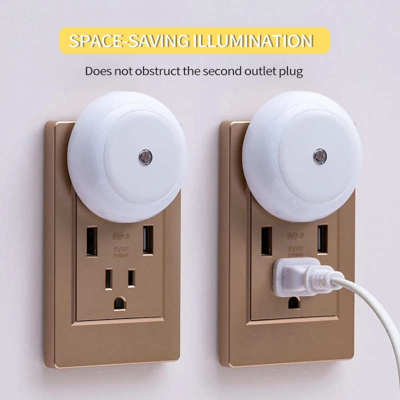 LED Night Light Light Sensor EU/US Plug-in Wall Lamps Bedroom Kitchen Corridor Stairs Kids Room Decor Wireless