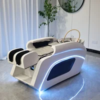 Lit de lavage capillaire électrique avec massage du dos intégré, éclairage d'ambiance LED, équipement pour salon de coiffure 3