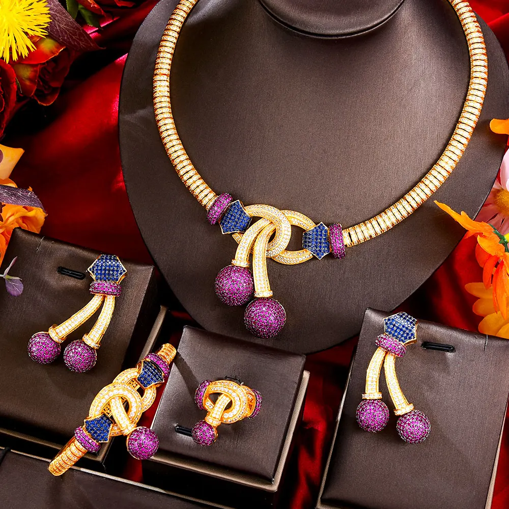 

GODKI New Ball African Indian Jewelry Sets for Women Waterdrop Cubic Zircon Jewellery Set Dubai Saudi Party Engagement Accessory