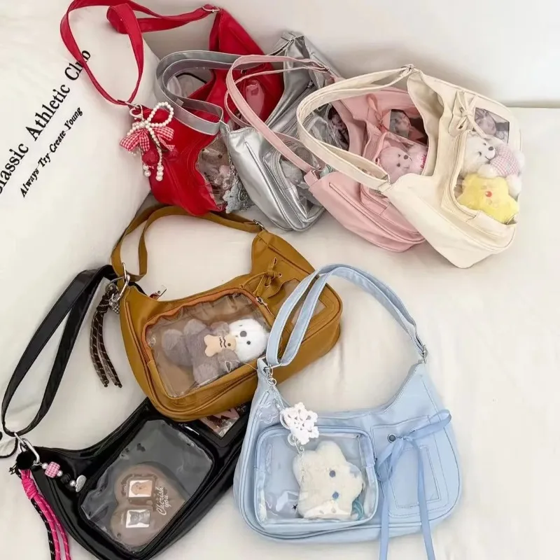 Y2k Harajuku Shoulder Bag Women Korean Transparent Ita Bag School Crossbody Bag Female Japanese Designer Preppy Handbag Purse 1