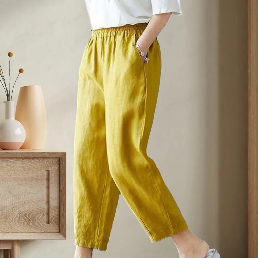 

Lady Ninth Pants Solid Color Women Harem Pants Colorfast Lady Ninth Pants