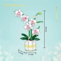 Moth Orchid Potted Building Blocks Bouquet Home Desktop Decoration Flower Puzzle Toy for Childrens Creative Holiday Gift 2