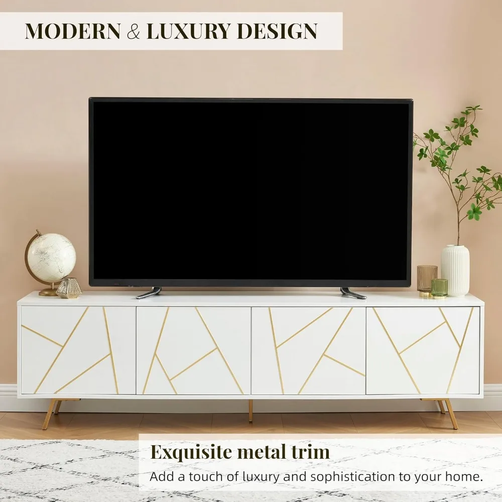 Mid Century Modern TV Stand for 75" TV - Wood Entertainment Center with Storage Cabinet & Media Console for Living Room 2