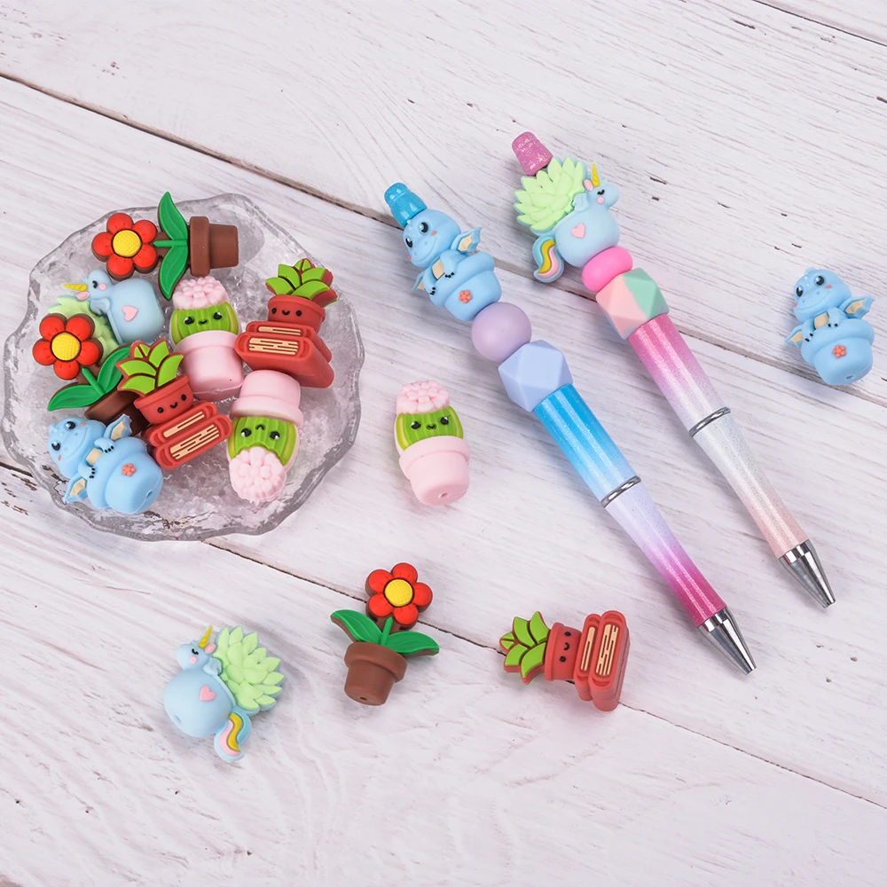 LOFCA 5 Stück 3D-Cartoon-Kaktus-Sonnenblumen-Silikonperlen, ideal für DIY-Schlüsselanhänger, Handy-Charms, Schmuck, Basteln, Schmuckzubehör – Detail 15