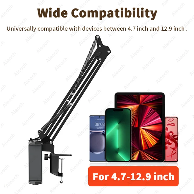 Tablet Holder For Bed iPad Stand 360° Rotating Desktop Phone Mount with Aluminum Arm For 4.5"~12.9" Xiaomi Lenovo Samsung Tablet 6
